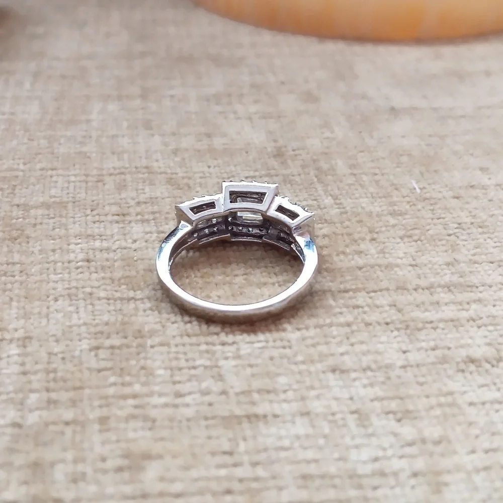 Silver Synthetic Crystal Ring